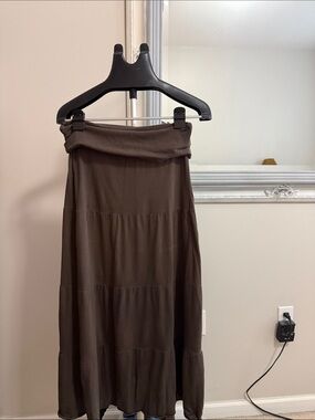 Michael Stars Chocolate Brown Boho tiered skirt